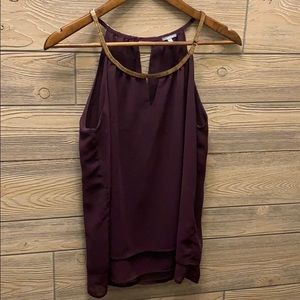 Dark Purple Bling Neckline Tank Top Blouse
